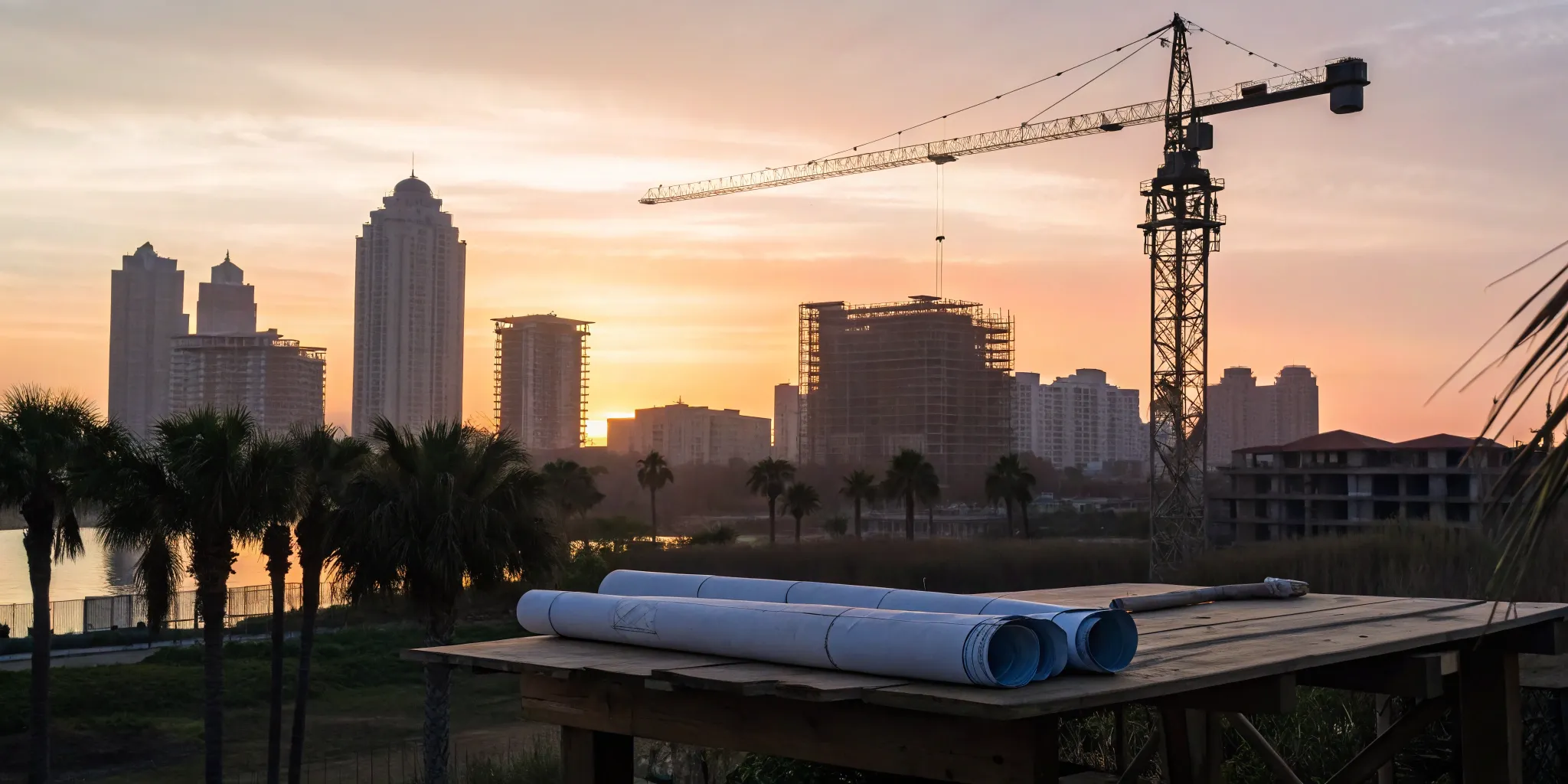 Building plans on a Florida construction site, key to getting a building permit faster.