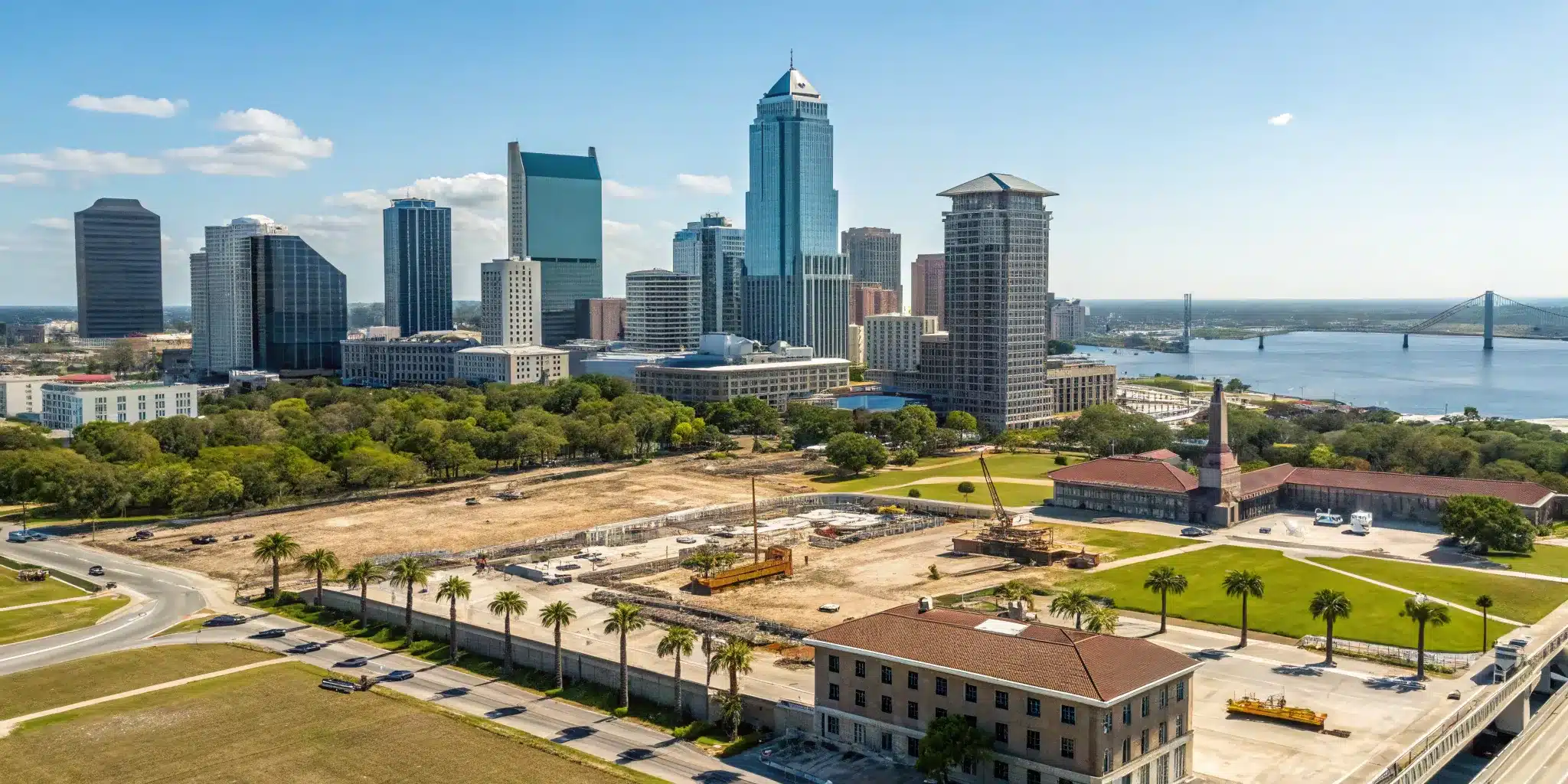 Jacksonville skyline showing a construction project that requires zoning permit assistance.