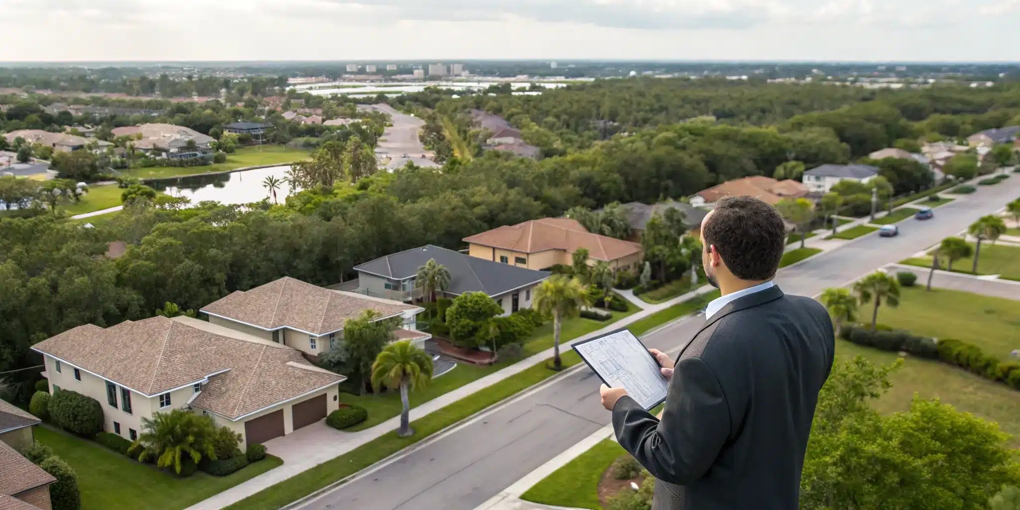 Land use permit consultant in Orlando reviewing residential neighborhood development plans.