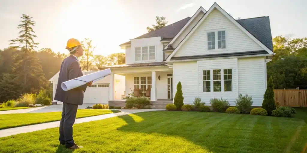 A contractor inspects a home to resolve a building code violation in Jacksonville.