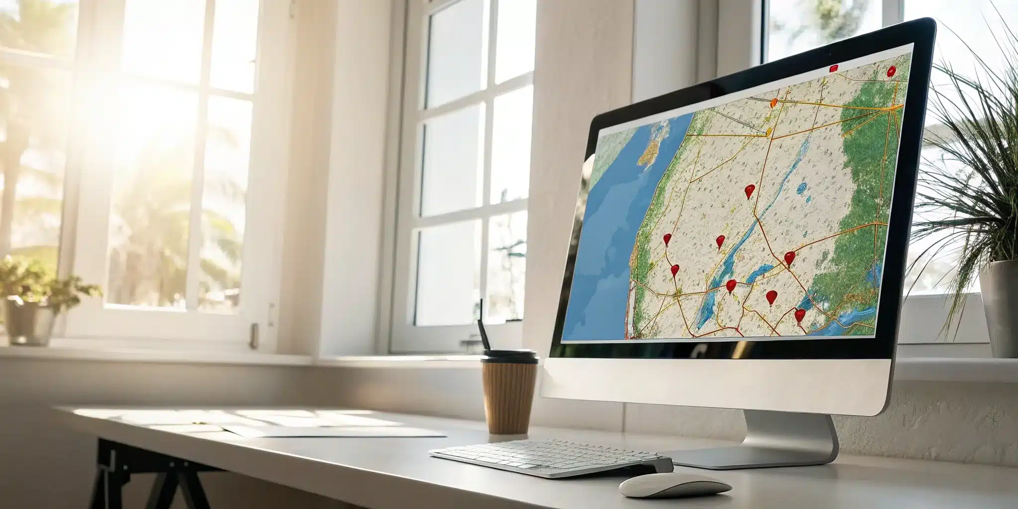 Using a computer to perform an online Englewood permit search on a city map portal.