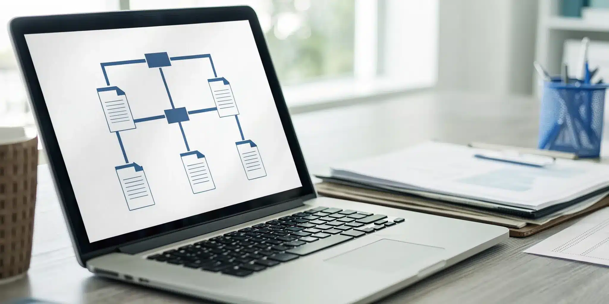 A flowchart on a laptop screen showing the step-by-step Florida CO application process.