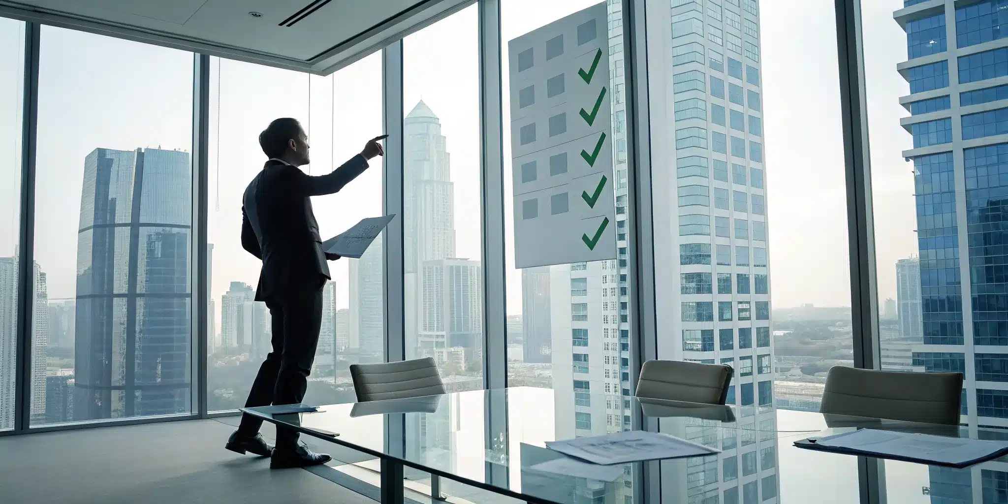 A professional reviews a building recertification checklist before hiring a permit expediter.