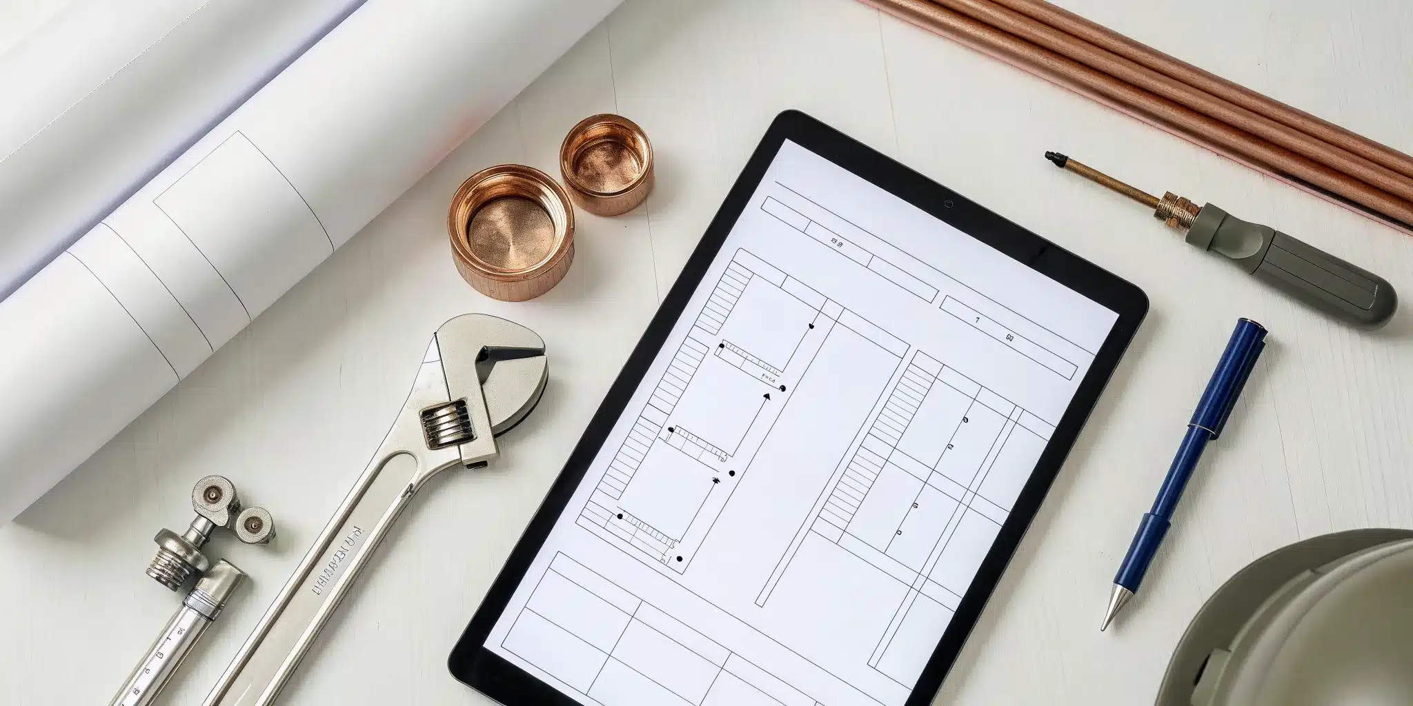 Preparing the application and plans needed to apply for a plumbing permit.