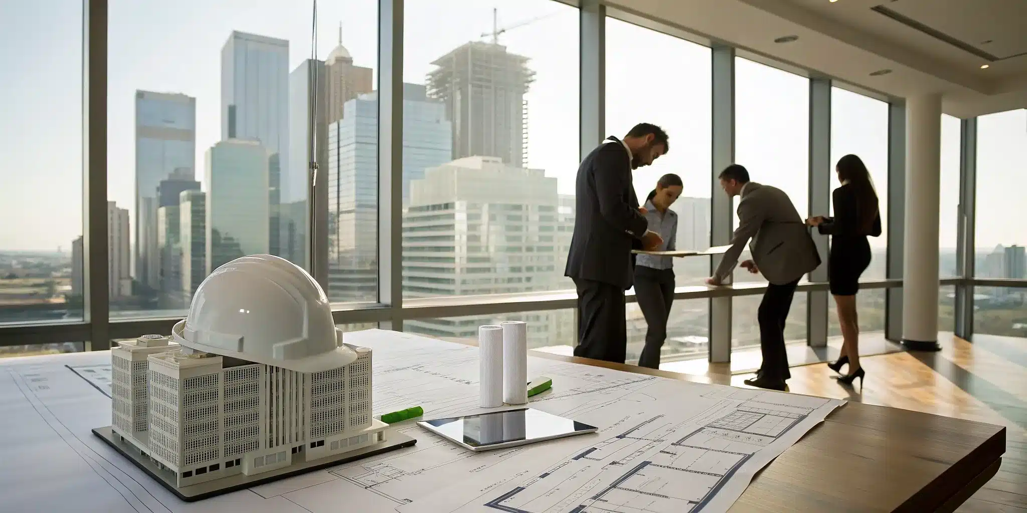 Reviewing a building plan to ensure it meets permit requirements.