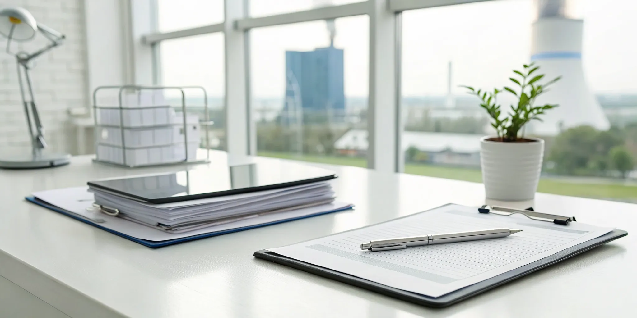Industrial permit application forms on a desk, ready for professional assistance.
