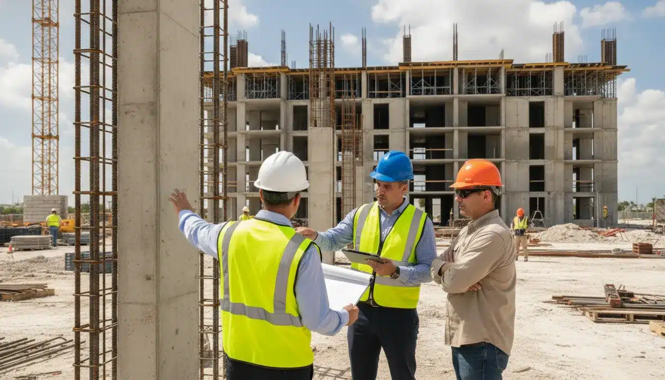 Commercial construction team coordinating Florida private provider building inspections