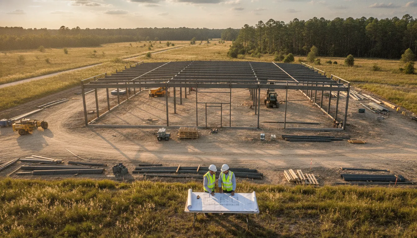 Commercial team coordinating a Baker County Florida building permit process