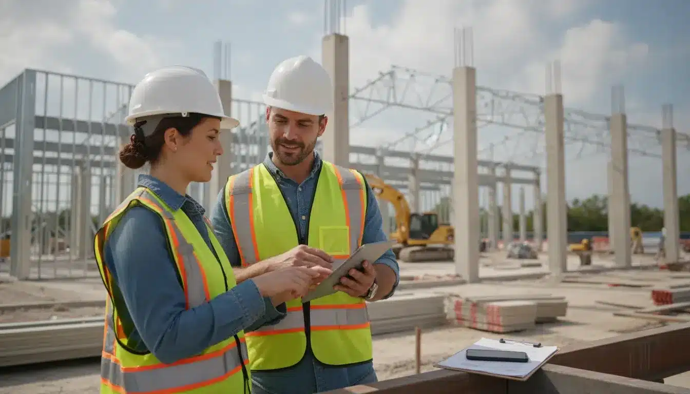 Construction professionals using a Florida contractor license search before hiring