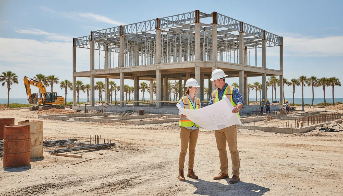 Commercial Florida construction team coordinating a permit transfer