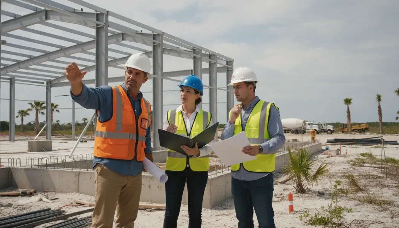 Commercial construction team coordinating the Taylor County Florida building permit process