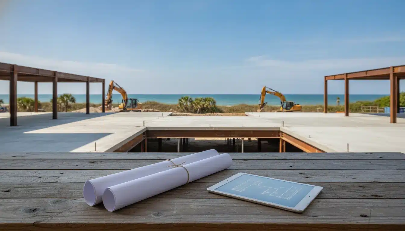 Commercial construction site in the Walton County Florida building permit process