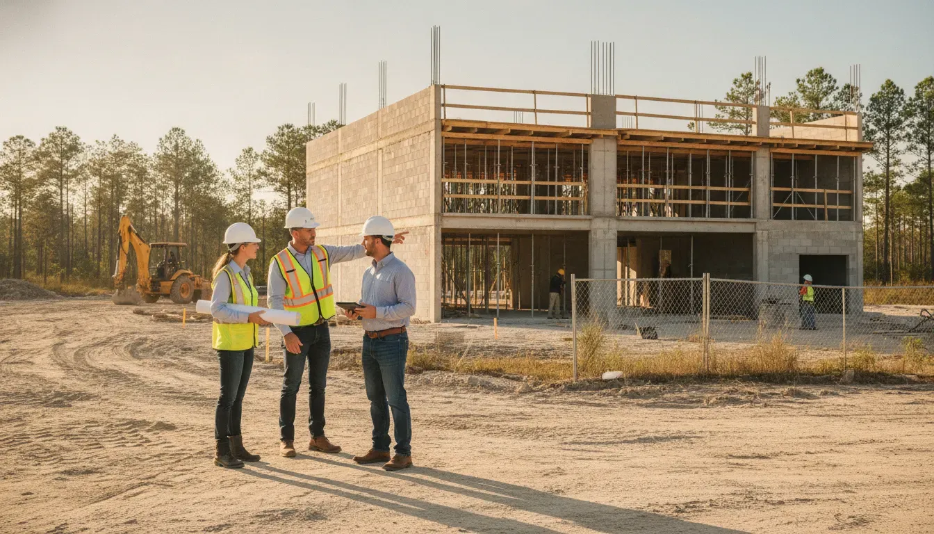 Commercial construction team coordinating the Washington County Florida building permit process